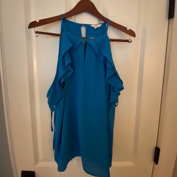 Blouse Cold Shoulder Blue Size Small by entro - Picture 1 of 4